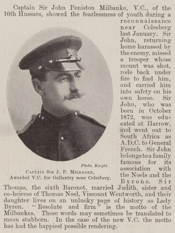 Sir J P Milbanke kapitány, Colesberg melletti vitézségért kitüntetett VC alkotó: English Photographer