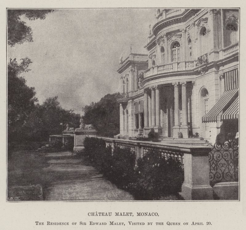 Chateau Malet, Monaco, Sir Edward Malet rezidenciája, amelyet a királynő látogatott meg április 20-án alkotó: English Photographer