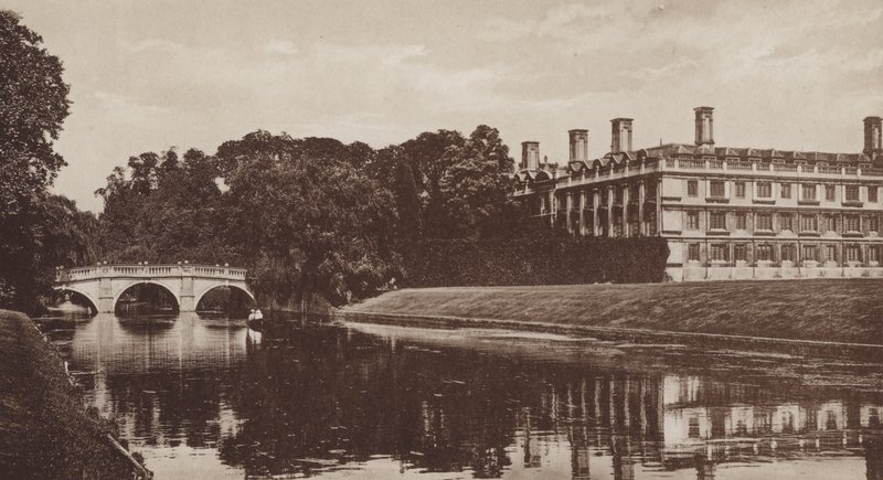 Clare College and Bridge, Cambridge (f/w fotó) alkotó: English Photographer