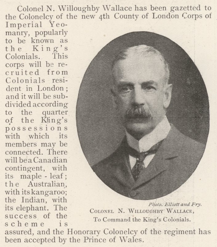 N Willoughby Wallace ezredes, a Kings Colonials parancsnoka alkotó: English Photographer
