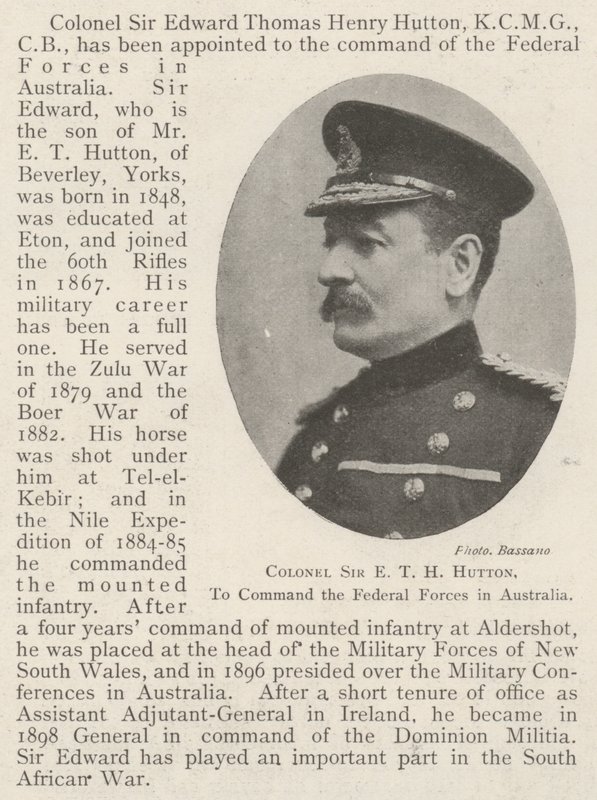 Sir E T H Hutton ezredes, hogy vezesse a Szövetségi Erőket Ausztráliában alkotó: English Photographer