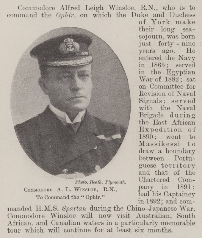Commodore A L Winsloe, RN, hogy vezesse az Ophirt alkotó: English Photographer