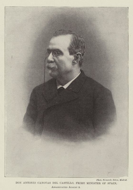Don Antonio Canovas del Castillo spanyol miniszterelnököt augusztus 8-án meggyilkolták alkotó: English Photographer