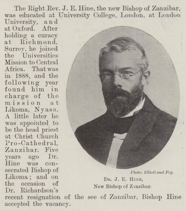 Dr. J E Hine, Zanzibár új püspöke alkotó: English Photographer