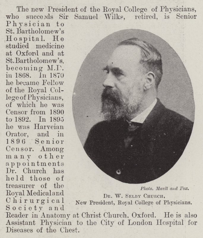 Dr. W Selby Church, a Royal College of Physicians új elnöke alkotó: English Photographer