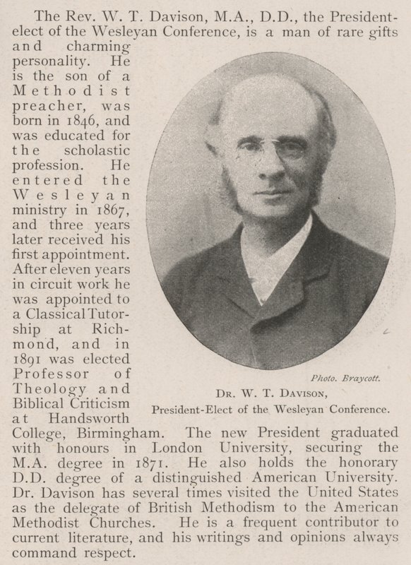 Dr. W. T. Davison, a Wesleyan Konferencia megválasztott elnöke alkotó: English Photographer