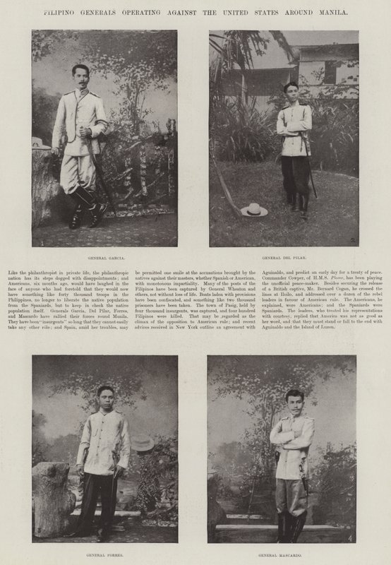 Fülöp-szigeteki tábornokok az Egyesült Államok ellen Manila környékén alkotó: English Photographer