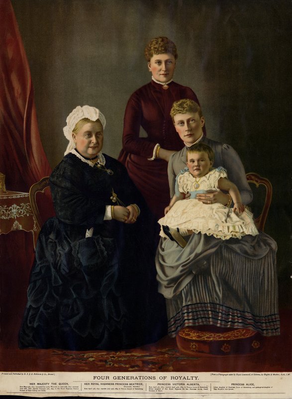 A jogdíj négy generációja (Viktória királynő, Beatrice hercegnő, Victoria Alberta hercegnő és Alice hercegnő) alkotó: English Photographer