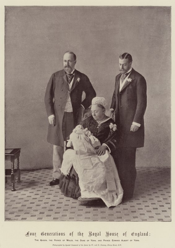 Az angol királyi ház négy generációja, a királynő, a walesi herceg, York hercege és Edward Albert yorki herceg alkotó: English Photographer
