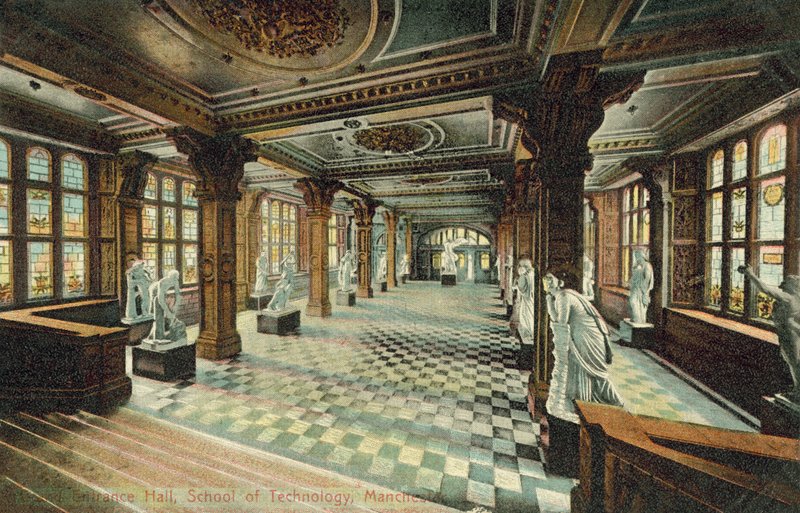 Grand Entrance Hall, School of Technology, Manchester (színes fotó) alkotó: English Photographer
