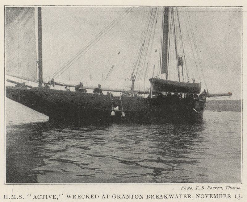 HMS Active, roncsolt Granton Breakwaternél, november 13-án alkotó: English Photographer