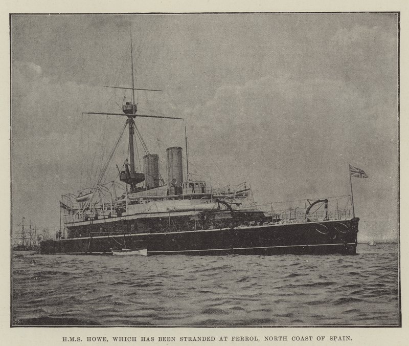 HMS Howe, amely Ferrolban, Spanyolország északi partján rekedt alkotó: English Photographer