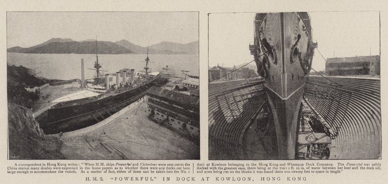 A HMS Powerful a hongkongi Kowloon dokkjában alkotó: English Photographer