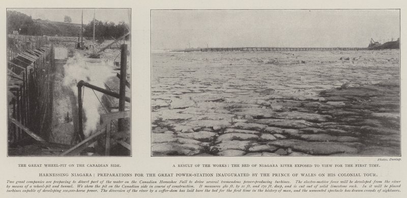 Niagara kihasználása, előkészületek a walesi herceg által gyarmati körútján felavatott nagyerőműhöz alkotó: English Photographer