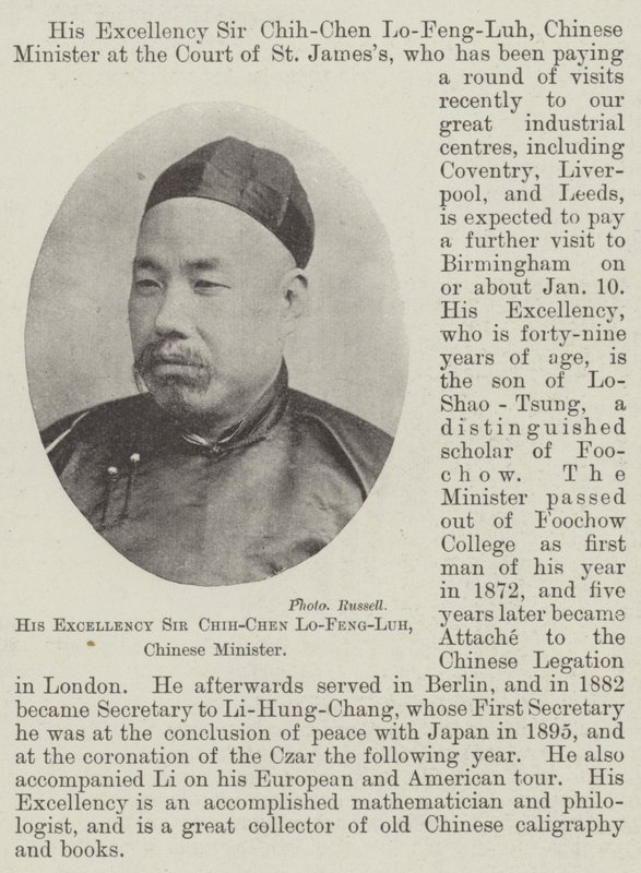 Őexcellenciája Sir Chih-Csen Lo-Feng-Luh kínai miniszter alkotó: English Photographer