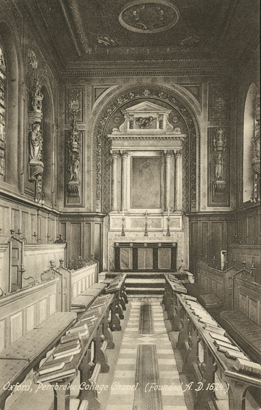 Belső, Pembroke College Chapel, Oxford, Oxfordshire (f/w fotó) alkotó: English Photographer