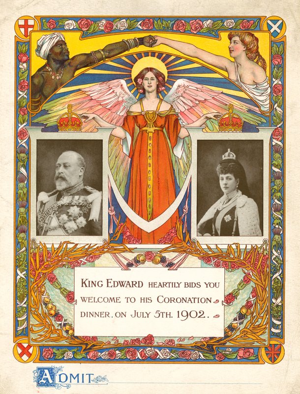 Meghívó VII. Edward király koronázási vacsorájára 1902. július 5-én alkotó: English Photographer