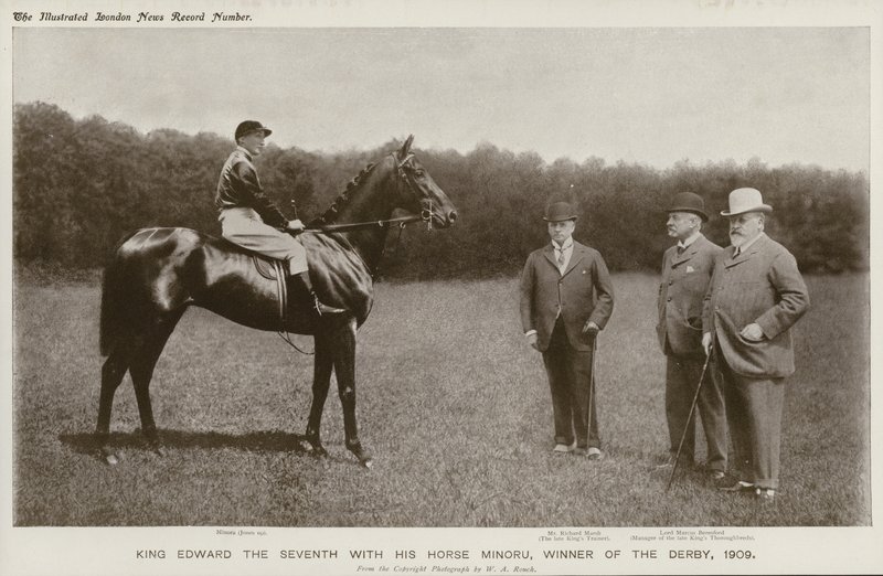VII. Edward király lovával, Minoruval, a Derby győztesével alkotó: English Photographer