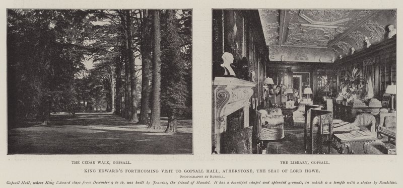 Edwards király közelgő látogatása a Gopsall Hallban, Atherstone-ban, Lord Howe székhelyén alkotó: English Photographer