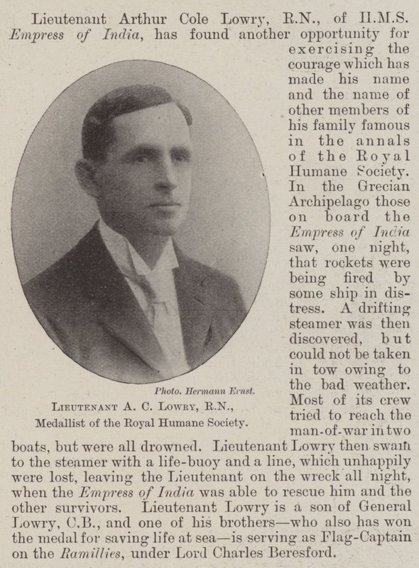 A. C. Lowry hadnagy, RN, a Royal Humane Society érmese alkotó: English Photographer