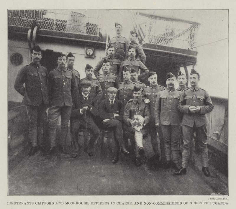 Clifford és Moorhouse hadnagyok, felelős tisztek és altisztek Ugandában alkotó: English Photographer