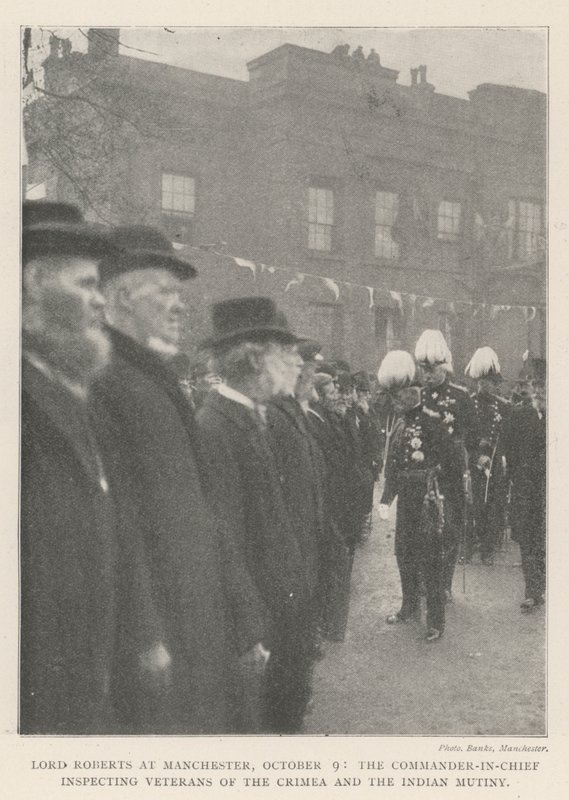 Lord Roberts Manchesterben, október 9-én, a főparancsnok a Krím-félsziget veteránjait és az indiai lázadást ellenőrzi alkotó: English Photographer