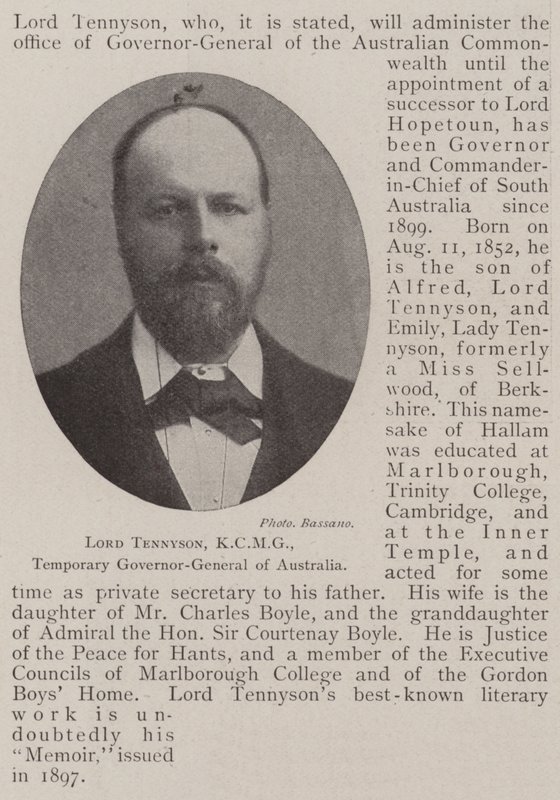 Lord Tennyson, KCMG, Ausztrália ideiglenes főkormányzója alkotó: English Photographer