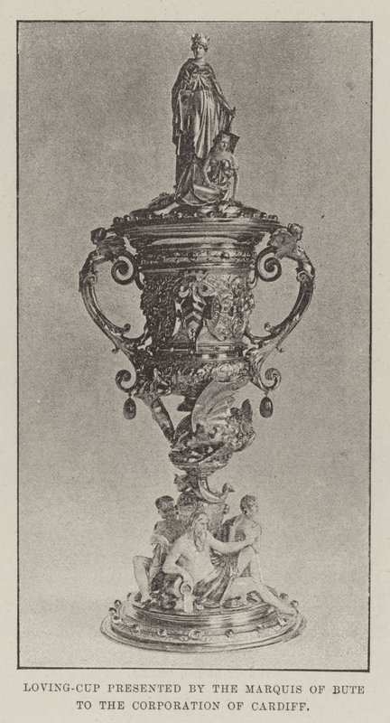 Loving-Cup, amelyet Bute márki ajándékozott a Cardiffi Corporation számára alkotó: English Photographer