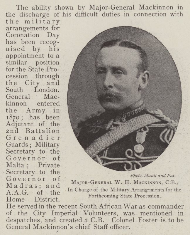 W H Mackinnon vezérőrnagy, CB, a soron következő állami felvonulás katonai megállapodásaiért felelős alkotó: English Photographer