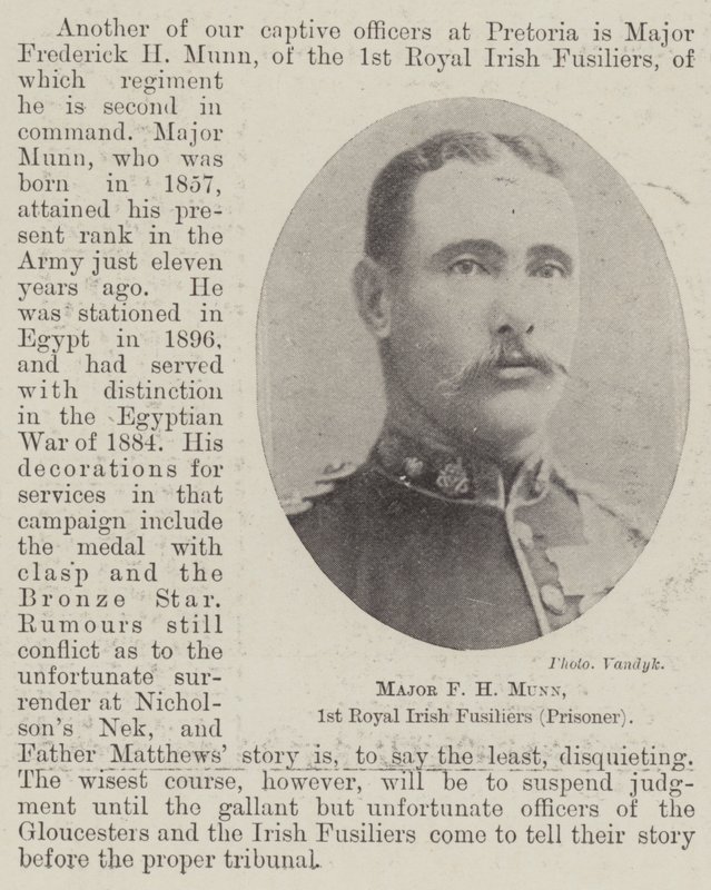 F H Munn őrnagy, 1. Királyi Fusiliers (fogoly) alkotó: English Photographer