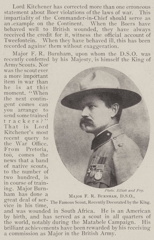 F R Burnham őrnagy, DSO, a híres cserkész, nemrégiben a király díszítette alkotó: English Photographer