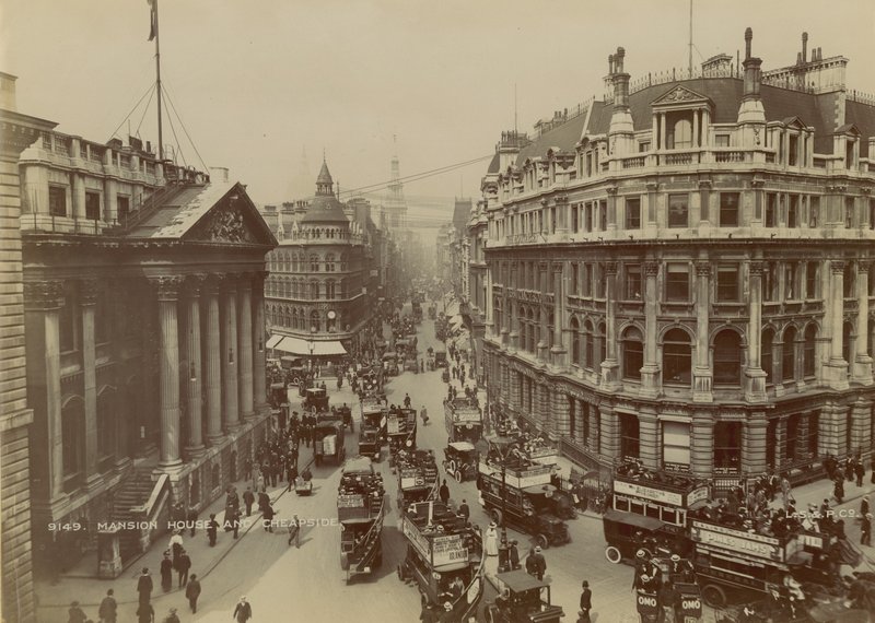 Mansion House, Queen Victoria Street és Cheapside, London alkotó: English Photographer