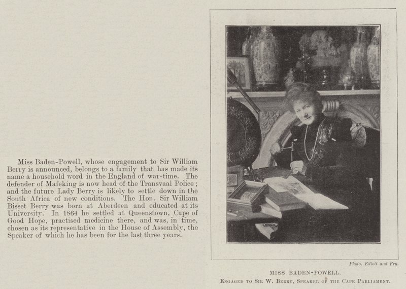 Miss Baden-Powell, eljegyezte Sir W Berryt, a foki parlament elnökét alkotó: English Photographer