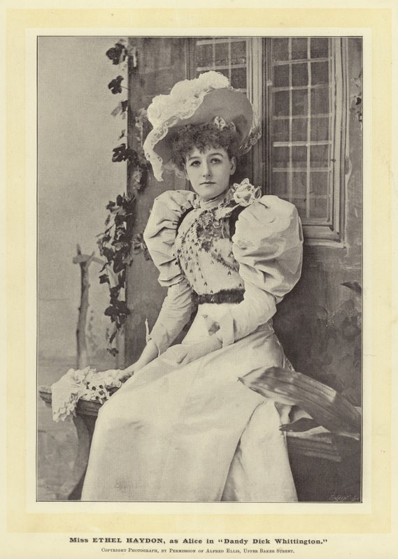 Ethel Haydon kisasszony, Alice szerepében a Dandy Dick Whittingtonban alkotó: English Photographer