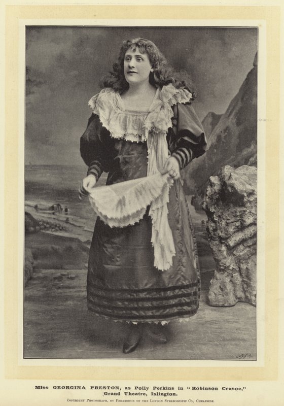 Miss Georgina Preston, mint Polly Perkins a Robinson Crusoe-ban, Grand Theatre, Islington alkotó: English Photographer
