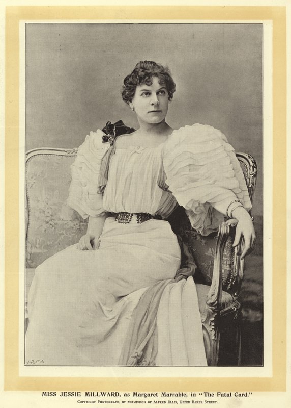 Miss Jessie Millward, mint Margaret Marrable, A végzetes kártya című filmben alkotó: English Photographer