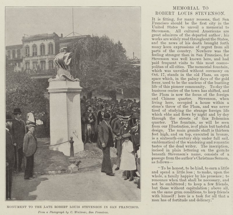 A néhai Robert Louis Stevenson emlékműve San Franciscóban alkotó: English Photographer