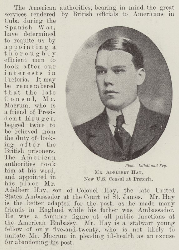 Adelbert Hay úr, az Egyesült Államok új konzulja Pretoriában alkotó: English Photographer