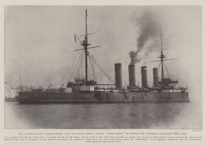 Chamberlain úr hamarosan dél-afrikai látogatása, a HMS Good Hope, amelyen a gyarmati miniszter fog hajózni alkotó: English Photographer