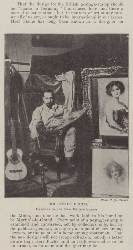 Emile Fuchs úr, az új brit bélyegek tervezője alkotó: English Photographer