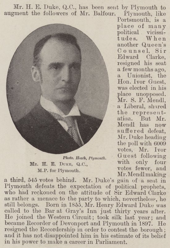 H E Duke úr, QC, Plymouth képviselője alkotó: English Photographer