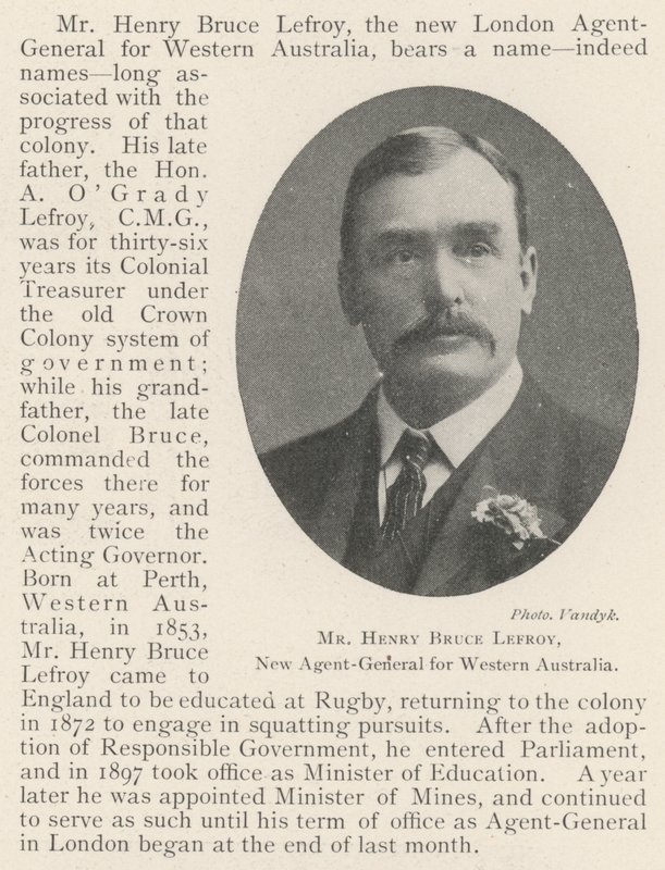 Henry Bruce Lefroy, Nyugat-Ausztrália új főügynöke alkotó: English Photographer