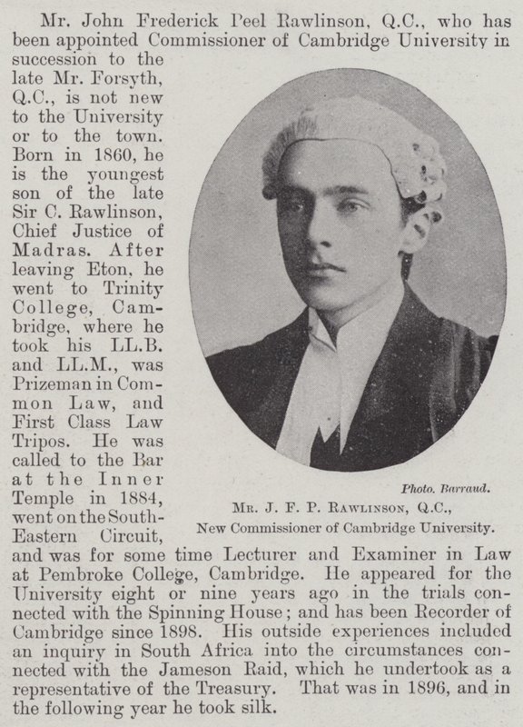 J F P Rawlinson, QC, a Cambridge-i Egyetem új biztosa alkotó: English Photographer