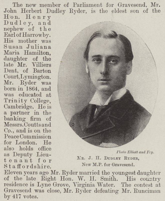 J. H. Dudley Ryder, Gravesend új képviselője alkotó: English Photographer