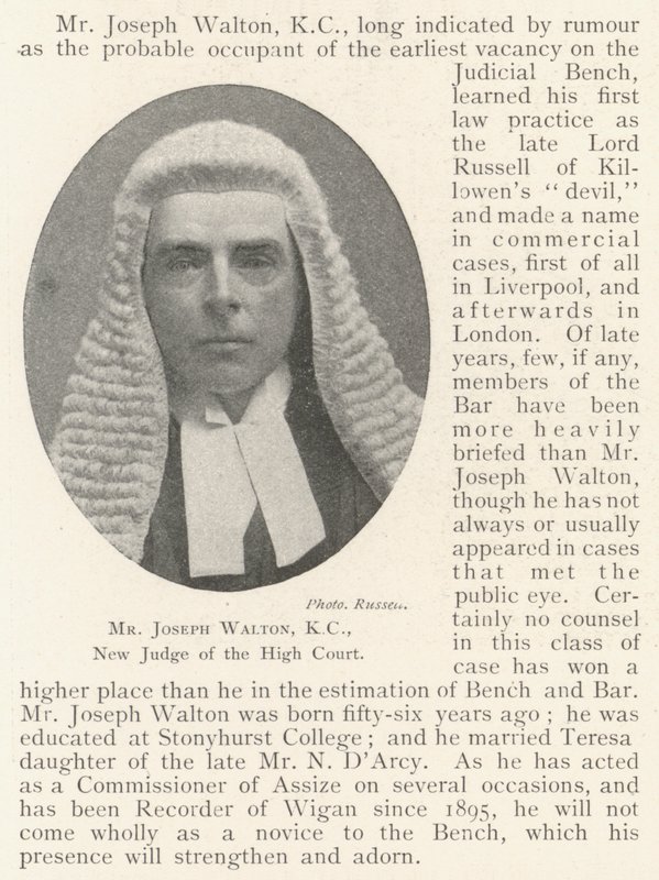 Joseph Walton úr, KC, a Legfelsőbb Bíróság új bírája alkotó: English Photographer