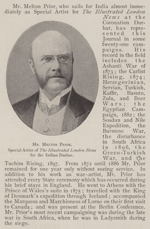 Melton Prior úr, a The Illustrated London News különleges művésze az indiai Durbar számára alkotó: English Photographer