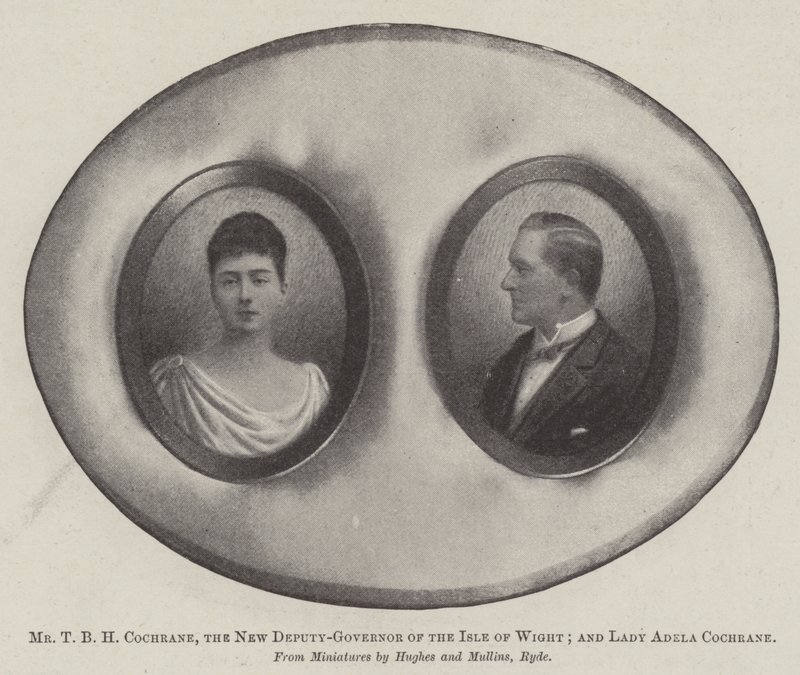 T B H Cochrane úr, Wight-sziget új kormányzóhelyettese; és Lady Adela Cochrane alkotó: English Photographer