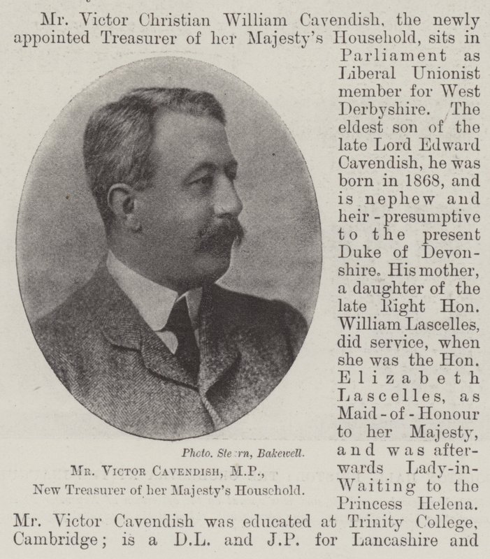 Victor Cavendish úr, parlamenti képviselő, őfelsége Háztartásának új kincstárnoka alkotó: English Photographer