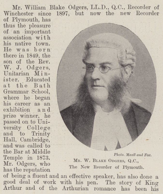 Mr. W Blake Odgers, QC, Plymouth új rögzítője alkotó: English Photographer