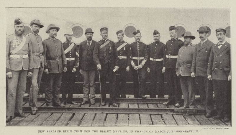 Új-zélandi lövészcsapat a Bisley-találkozóra, J. R. Sommerville őrnagy irányításával alkotó: English Photographer